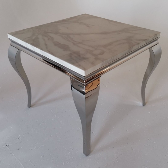 Liyana 90cm Marble Dining Table In White With Chrome Legs