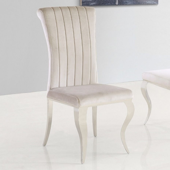 Liyana Soft Velvet Upholstered Dining Chair In Cream