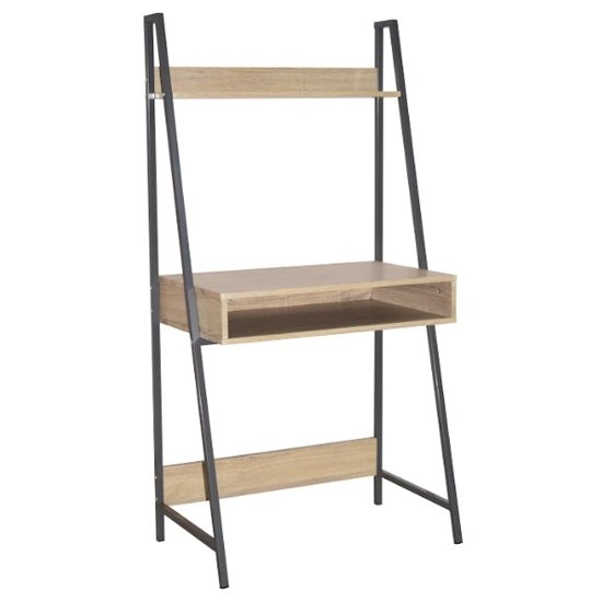 Loft Ladder Style Wooden Bookcase With Desk In Oak Effect