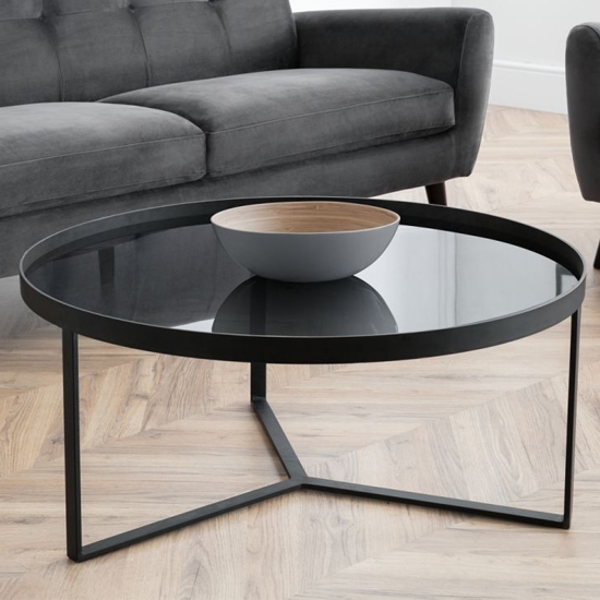 Loft Smoked Glass Coffee Table With Black Metal Frame