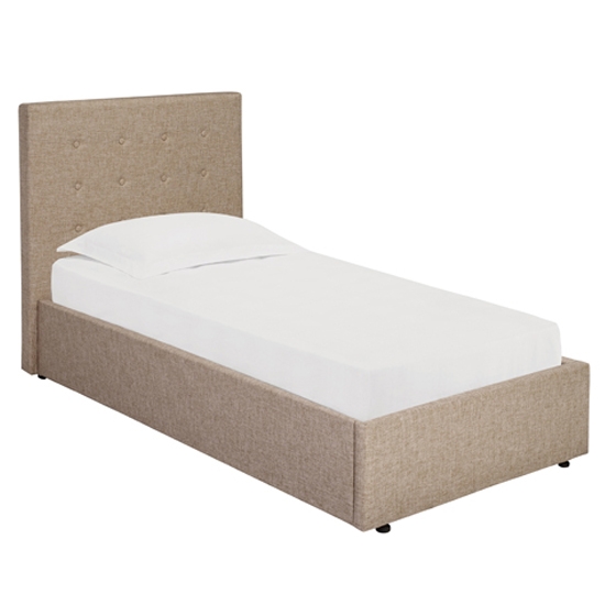 Lucca Linen Upholstered Single Bed In Beige