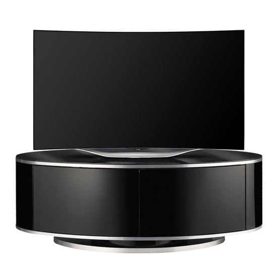 Luna Wooden Tv Stand In Black High Gloss With Push Release Doors