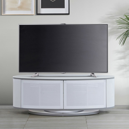 Luna Wooden Tv Stand In White High Gloss With Push Release Doors