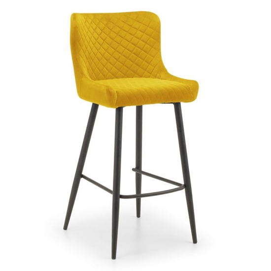 Luxe Velvet Upholstered Bar Stool In Mustard