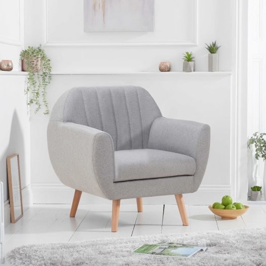 Luxor Linen Fabric Upholstered Armchair In Grey