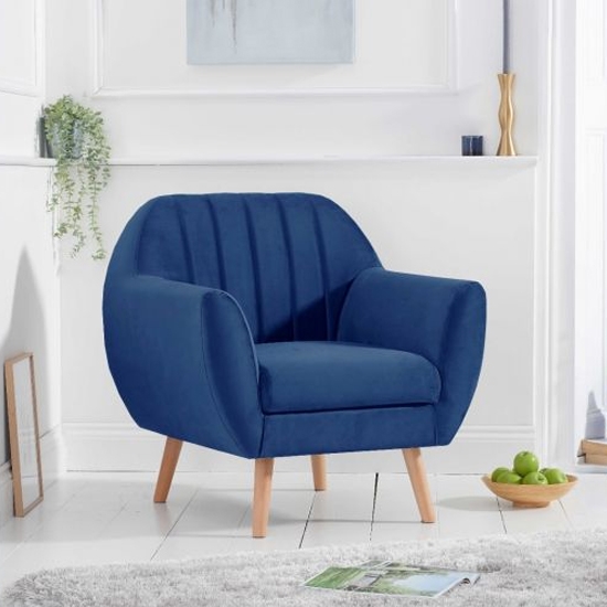 Luxor Velvet Upholstered Armchair In Blue