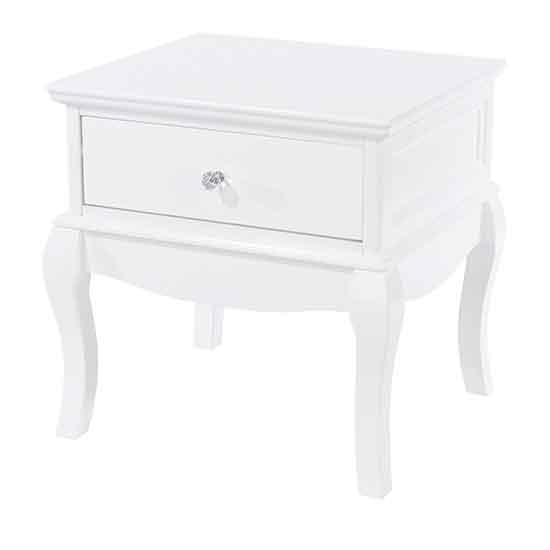 Lyon Wooden 1 Drawer Bedside Cabinet In White