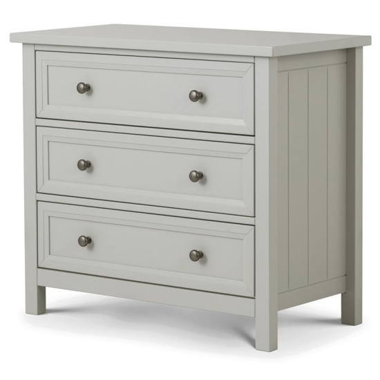 Maine Wooden Chest Of Drawers In Dove Grey With 3 Drawers