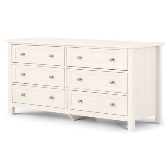 Maine Wooden Chest Of Drawers In Surf White With 6 Drawers