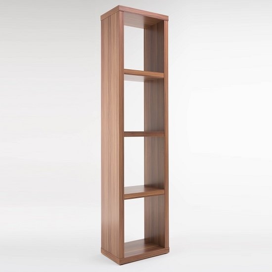 Maine Wooden Narrow Bookcase In Walnut With 3 Shelf