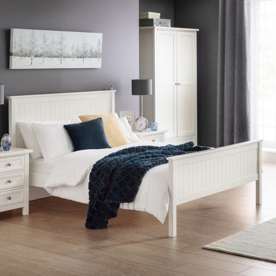 Maine Wooden Single Bed In Surf White