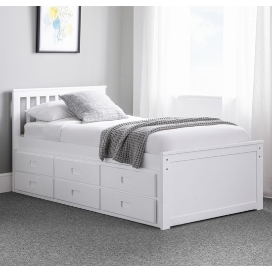 Maisie Wooden Captains Storage Bed In White