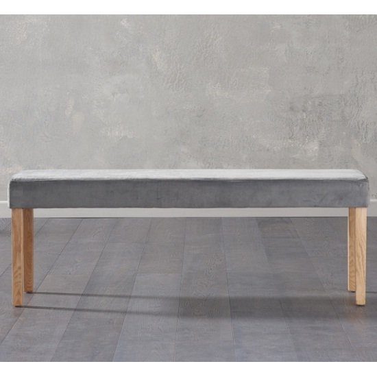 Maiya Large Plush Fabric Upholstered Dining Bench In Grey