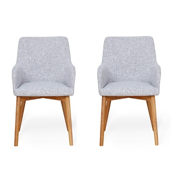 Mammoth Light Grey Linen Fabric Dining Chair In Pair