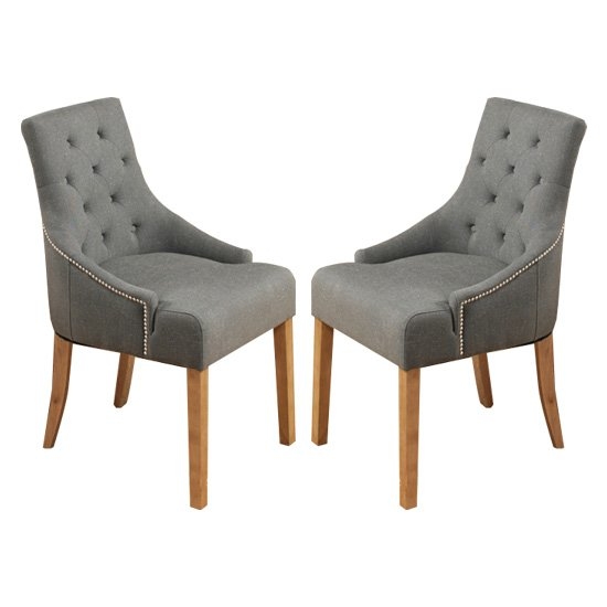 Mammoth Slate Fabric Dining Chairs In Pair