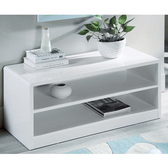 Manhattan Compact Wooden Tv Stand In White High Gloss