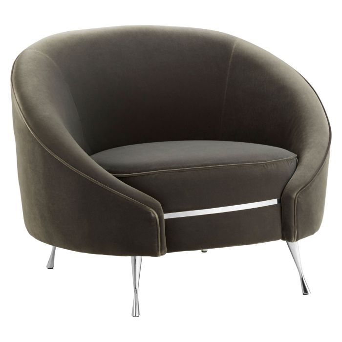 Manhattan Velvet Upholstered Armchair In Grey