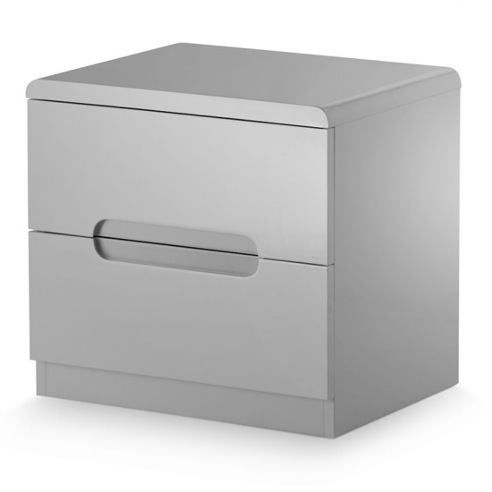 Manhattan Wooden 2 Drawers Bedside Cabinet In Grey High Gloss