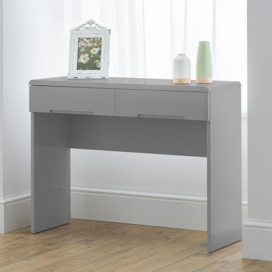 Manhattan Wooden 2 Drawers Dressing Table In Grey High Gloss