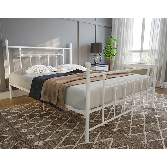 Manila Metal Double Bed In White