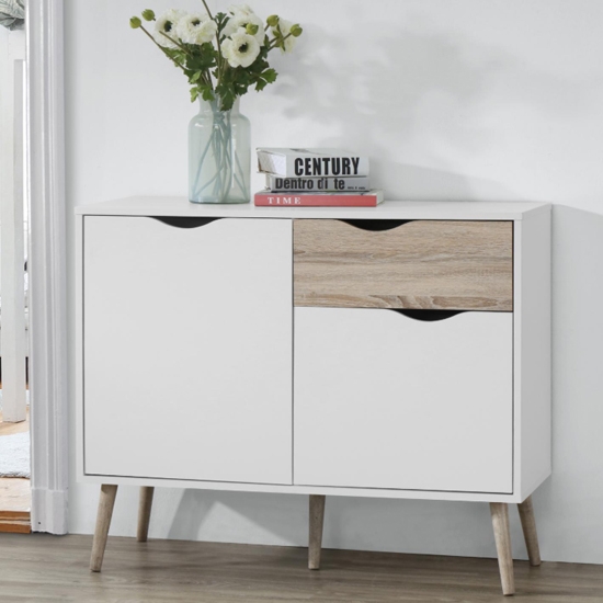 Mapleton Small Sideboard In White And Oak Effect