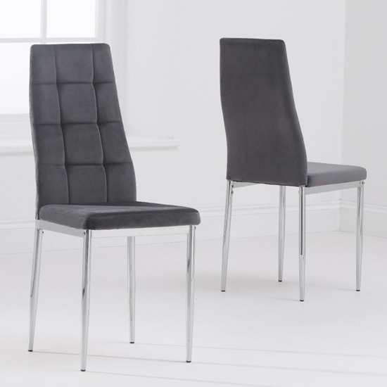 Maria Grey Fabric Dining Chairs In Pair