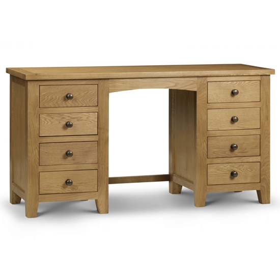 Marlborough 8 Drawers Twin Pedestal Dressing Table In Waxed Oak