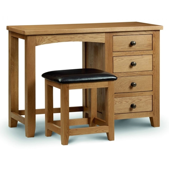 Marlborough Single Pedestal Dressing Table And Stool In Waxed Oak