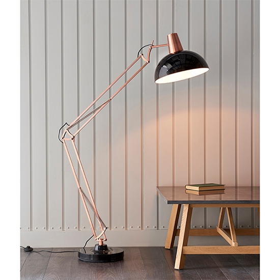 Marshall Task Floor Lamp In Bronze Plate And Gloss Black