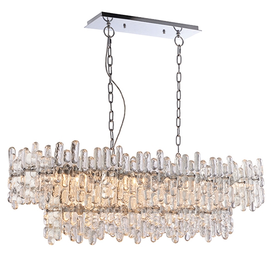 Maya 12 Lights Ice Crystals Ceiling Pendant Light In Chrome