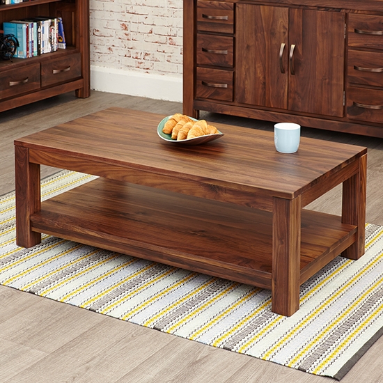 Mayan Wooden Open Coffee Table In Walnut