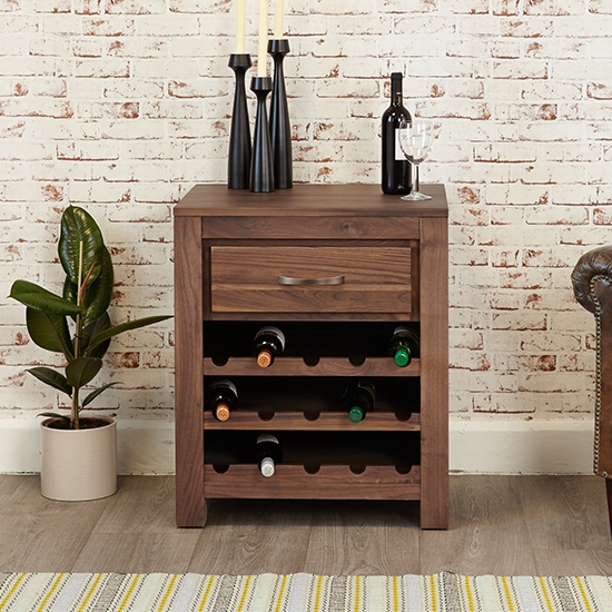 Mayan Wooden Wine Rack Lamp Table In Walnut