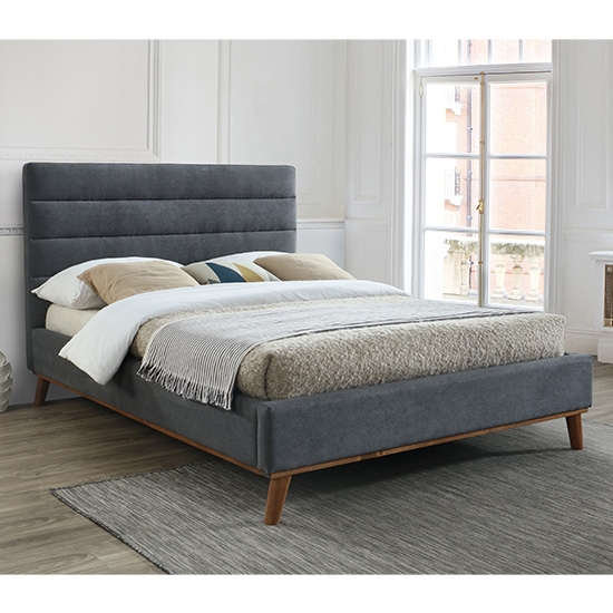 Mayfair Fabric Upholstered King Size Bed In Dark Grey