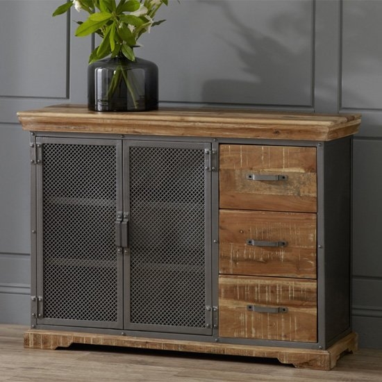 Metropolis Wooden 2 Doors And 3 Drawers Sideboard In Acacia