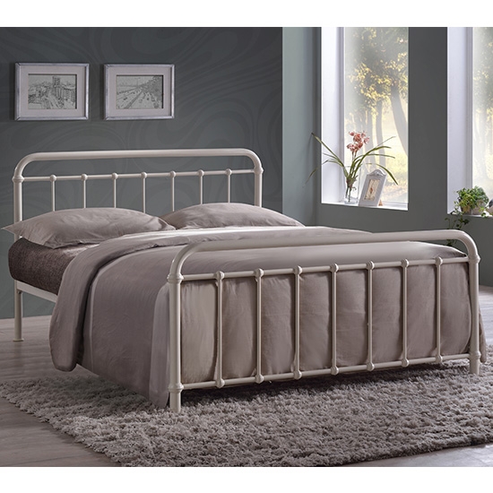 Miami Metal King Size Bed In Ivory