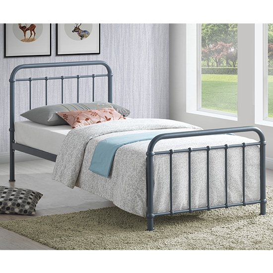 Miami Metal Single Bed In Grey