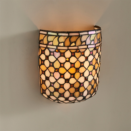 Mille Feux Tiffany Glass Wall Light In Matt Black