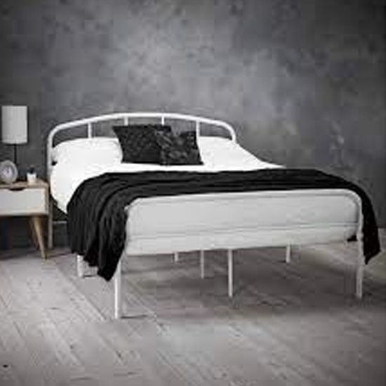 Milton Metal Double Bed In White