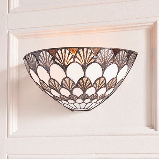 Missori Tiffany Glass Wall Light In Matt Black