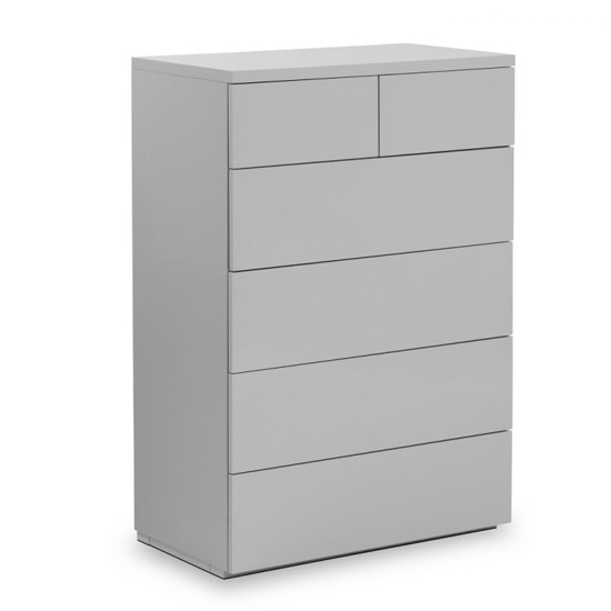 Monaco Chest Of Drawers In Grey High Gloss With 6 Drawers