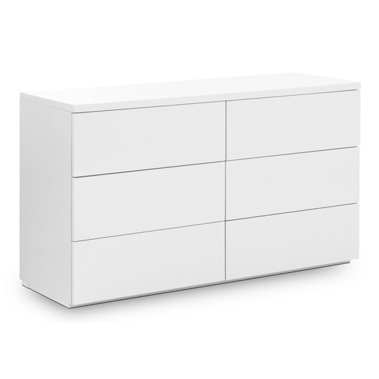 Monaco Wide Chest Of Drawers In White High Gloss With 6 Drawers