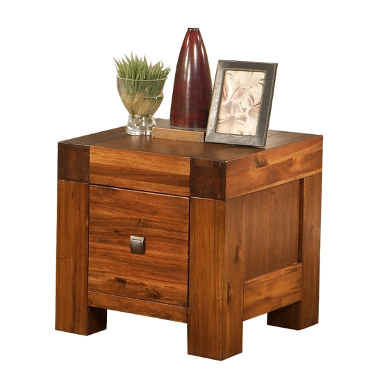 Monaco Wooden Lamp Table In Acacia