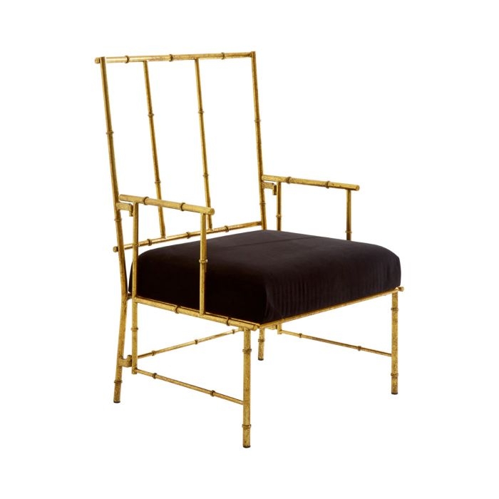 Monroe Black Velvet Upholstered Accent Chair In Gold