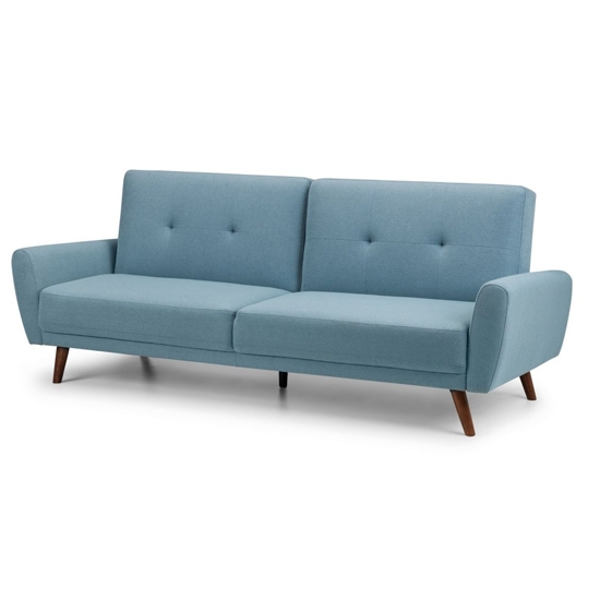 Monza Linen Fabric Upholstered Sofabed In Blue