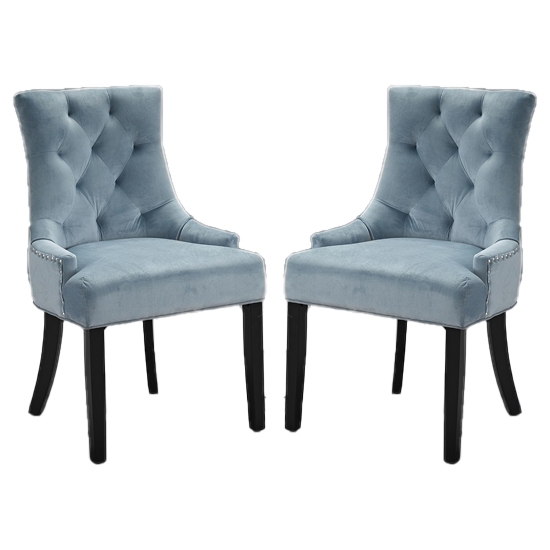 Morgan Blue Fabric Dining Chairs In Pair