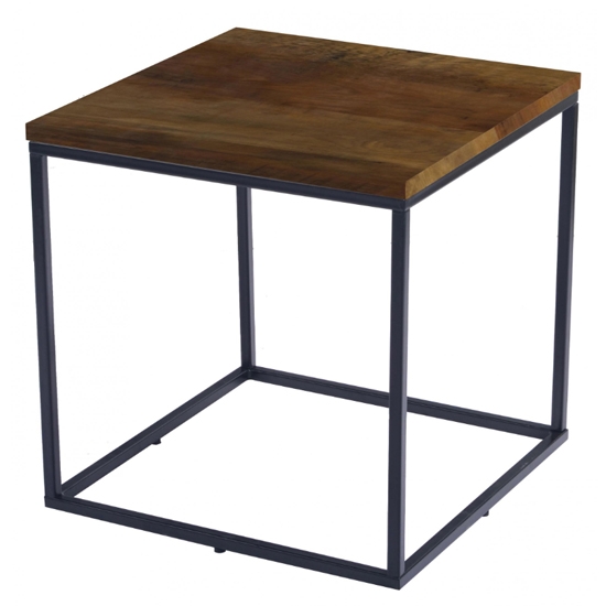 Moseley Wooden Lamp Table In Oak Effect With Black Metal Legs