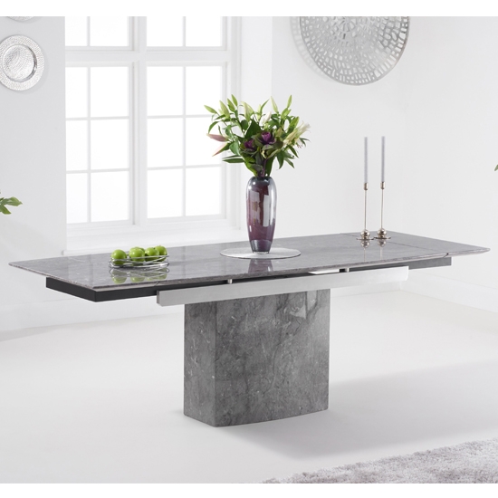 Mozart 160cm Extending Marble Dining Table In Grey