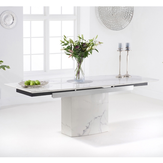 Mozart 160cm Extending Marble Dining Table In White