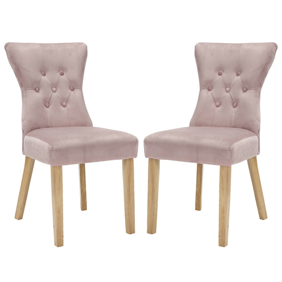 Naples Blush Pink Fabric Dining Chairs In Pair