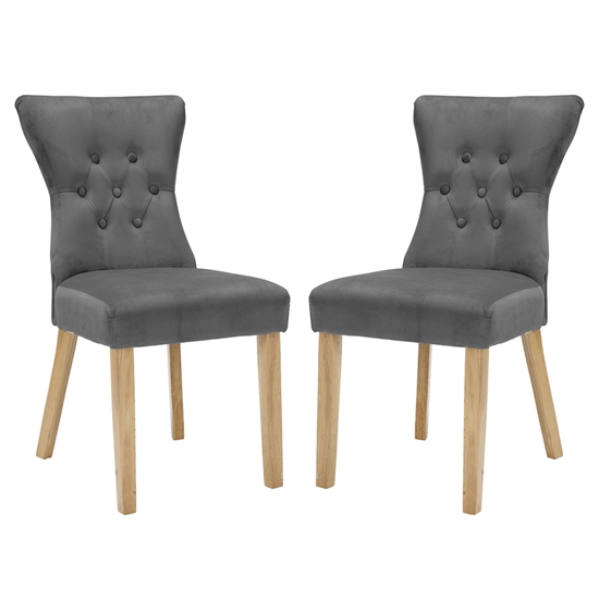 Naples Steel Grey Fabric Dining Chairs In Pair